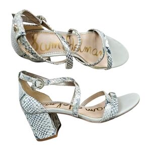 Sam Elderman Stacie Snake Skin Block Sandals